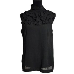 Esprit de.corp Sleeveless Ruffle Top in Black - Size Large